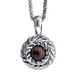 Collar de 33cm con piedra de 8mm, con dije de laurel y cadena en baño de rodio - Joyería y bisutería fina