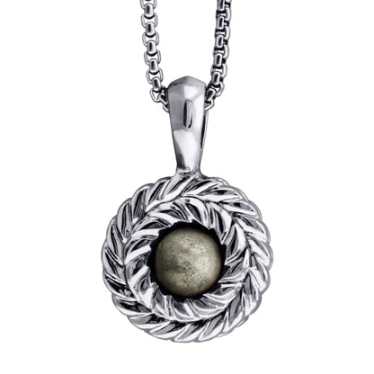Collar de 33cm con piedra de 8mm, con dije de laurel y cadena en baño de rodio - Joyería y bisutería fina