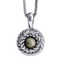 Collar de 33cm con piedra de 8mm, con dije de laurel y cadena en baño de rodio - Joyería y bisutería fina