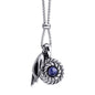 Collar de 62cm con piedra de 8mm, con dije de mano mudra, laurel y cadena en acero inoxidable - Joyería y bisutería fina