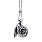 Collar de 62cm con piedra de 8mm, con dije de mano mudra, laurel y cadena en acero inoxidable - Joyería y bisutería fina
