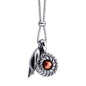 Collar de 62cm con piedra de 8mm, con dije de mano mudra, laurel y cadena en acero inoxidable - Joyería y bisutería fina