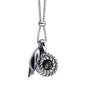 Collar de 62cm con piedra de 8mm, con dije de mano mudra, laurel y cadena en acero inoxidable - Joyería y bisutería fina