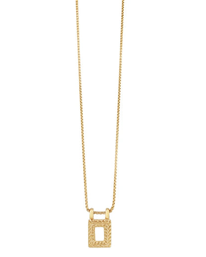 Collar en cadena de eslabones con colgante con marco de laurel en baño de oro de 22K - Joyería y bisutería fina