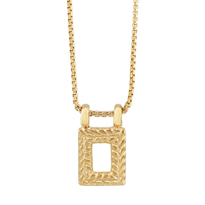 Collar en cadena de eslabones con colgante con marco de laurel en baño de oro de 22K - Joyería y bisutería fina