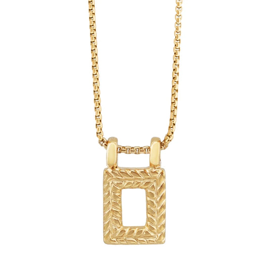 Collar en cadena de eslabones con colgante con marco de laurel en baño de oro de 22K - Joyería y bisutería fina