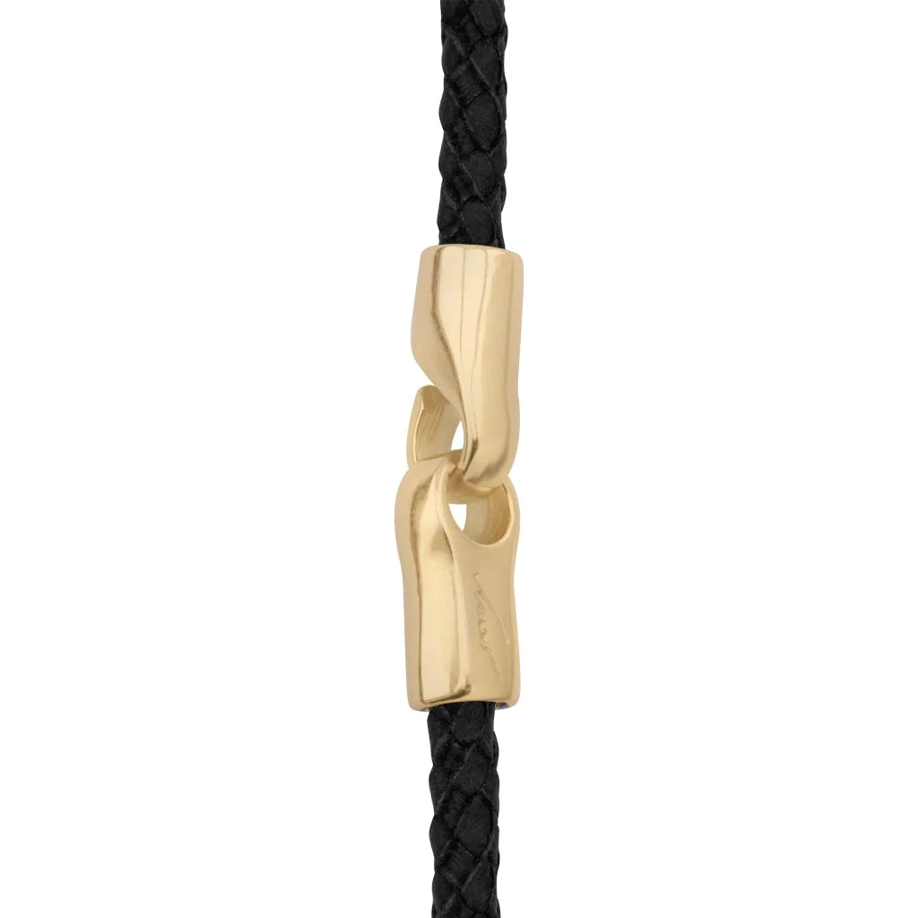 Collar de 58cm de piel natural de borrego en trenza redonda de 4 hilos, con piedras semipreciosas 8mm, con semillas en baño de oro de 22K - Joyería y bisutería fina