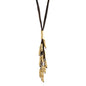 Collar de 63cm de piel natural de borrego, con 11 hilos de piel y semillas en baño de oro de 22K - Joyería y bisutería fina