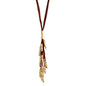 Collar de 63cm de piel natural de borrego, con 11 hilos de piel y semillas en baño de oro de 22K - Joyería y bisutería fina