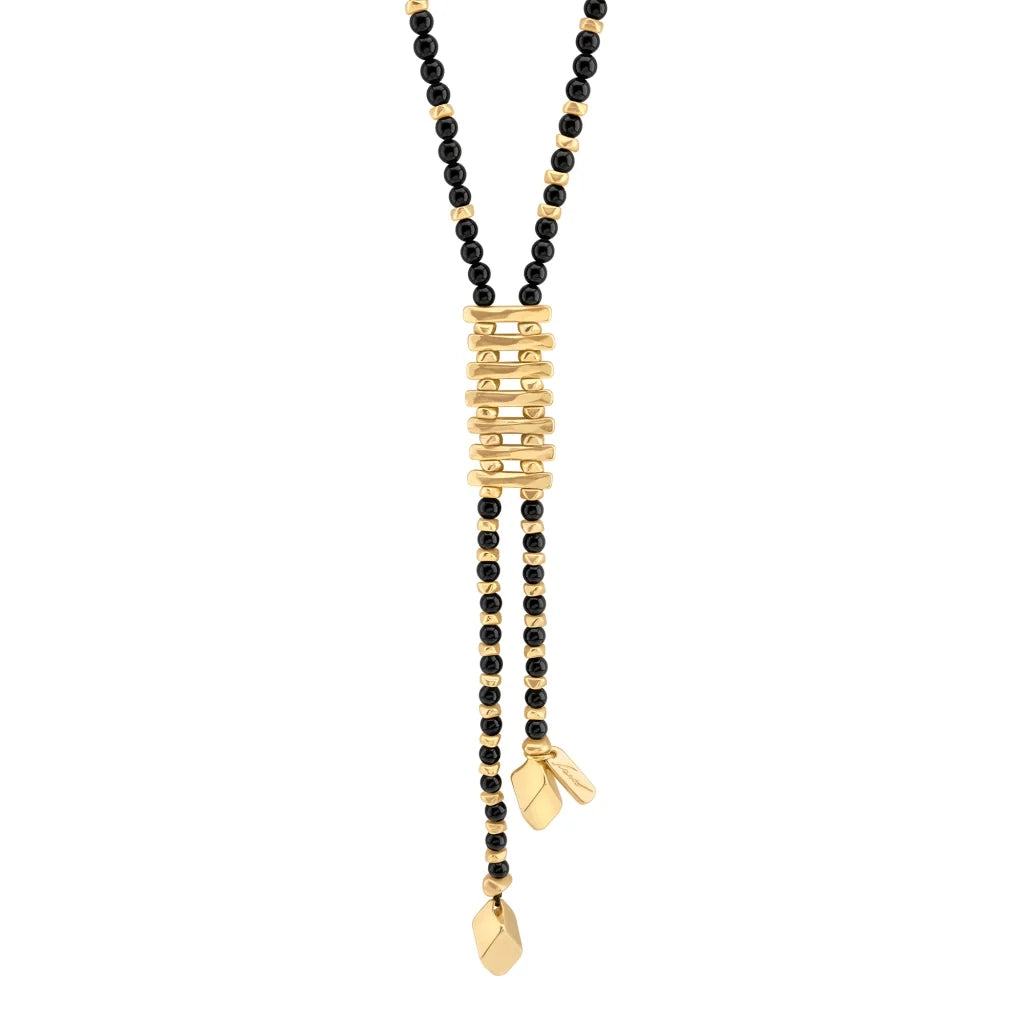 Collar de 54cm con piedras de 6mm, 2 rombos dorados, donas doradas - Joyería y bisutería fina