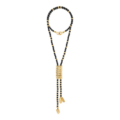 Collar de 54cm con piedras de 6mm, 2 rombos dorados, donas doradas - Joyería y bisutería fina