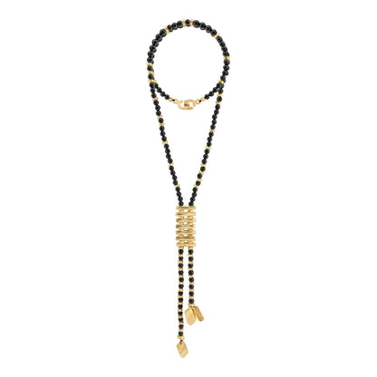 Collar de 54cm con piedras de 6mm, 2 rombos dorados, donas doradas - Joyería y bisutería fina