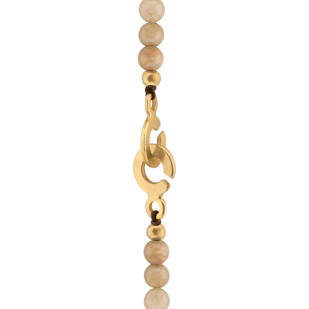 Collar de 54cm con piedras de 6mm, 2 rombos dorados, donas doradas - Joyería y bisutería fina