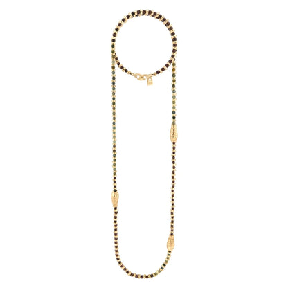 Collar corbatín con piedras de 4mm, con mini semillas y 3 peces koi dorados - Joyería y bisutería fina