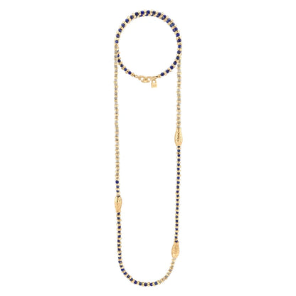 Collar corbatín con piedras de 4mm, con mini semillas y 3 peces koi dorados - Joyería y bisutería fina