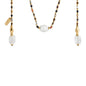 Collar corbatín con piedras de 4mm, 3 cuarzos blancos chunky, con mini cubos dorados - Joyería y bisutería fina