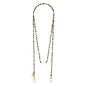 Collar corbatín con piedras de 4mm, 3 cuarzos blancos chunky, con mini cubos dorados - Joyería y bisutería fina