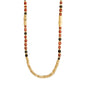 Collar de 114cm, en baño de oro 22K, con secuencias de piedras de 6mm y cuatro piezas con forma de bambú - Joyería y bisutería fina