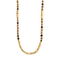 Collar de 114cm, en baño de oro 22K, con secuencias de piedras de 6mm y cuatro piezas con forma de bambú - Joyería y bisutería fina
