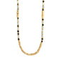 Collar de 114cm, en baño de oro 22K, con secuencias de piedras de 6mm y cuatro piezas con forma de bambú - Joyería y bisutería fina