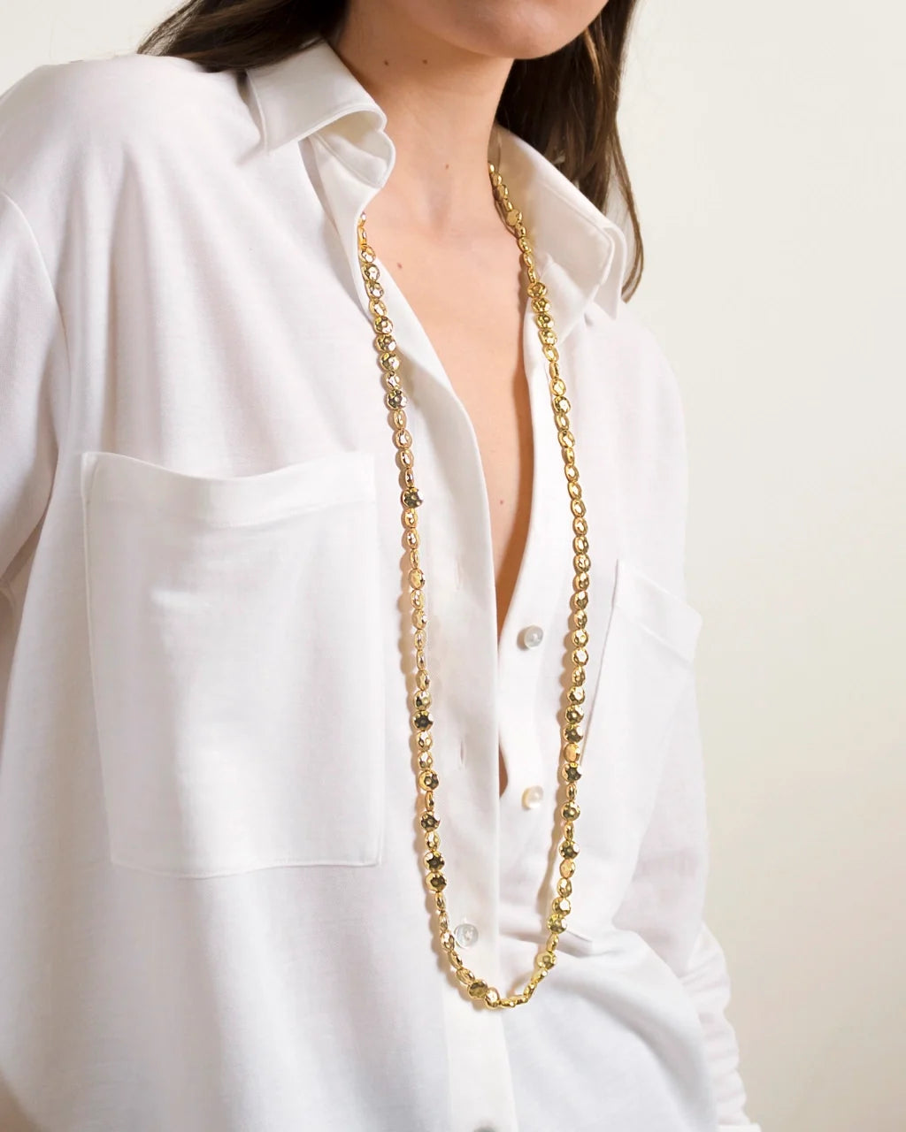 Collar de 52cm con lunetas en baño de oro de 22K - Joyería y bisutería fina