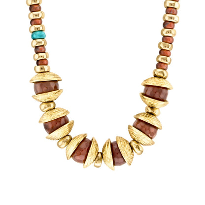 Collar 22cm, con piedras de 6mm y 12mm, con donas y platillos dorados - Joyería y bisutería fina