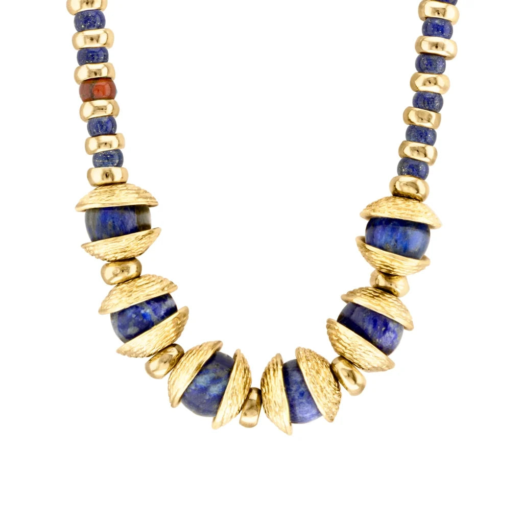 Collar 22cm, con piedras de 6mm y 12mm, con donas y platillos dorados - Joyería y bisutería fina