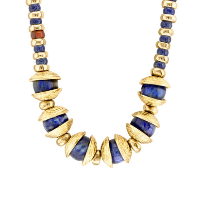 Collar 22cm, con piedras de 6mm y 12mm, con donas y platillos dorados - Joyería y bisutería fina