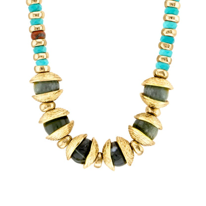 Collar 22cm, con piedras de 6mm y 12mm, con donas y platillos dorados - Joyería y bisutería fina