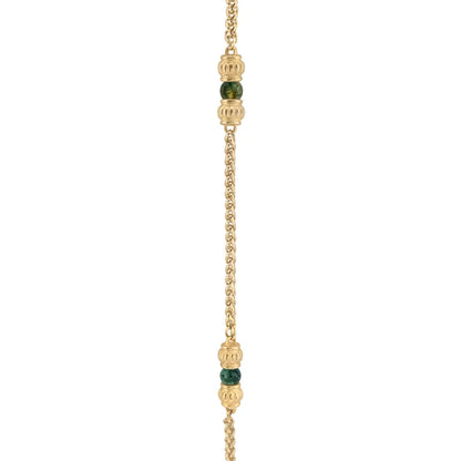 Collar de 62.5cm, con piedras de 6mm, con coronas y cadena de torzal dorada - Joyería y bisutería fina