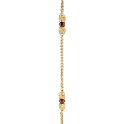 Collar de 62.5cm, con piedras de 6mm, con coronas y cadena de torzal dorada - Joyería y bisutería fina