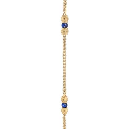 Collar de 62.5cm, con piedras de 6mm, con coronas y cadena de torzal dorada - Joyería y bisutería fina