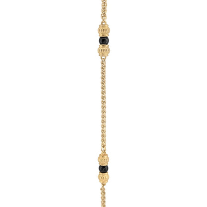 Collar de 62.5cm, con piedras de 6mm, con coronas y cadena de torzal dorada - Joyería y bisutería fina