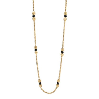 Collar de 62.5cm, con piedras de 6mm, con coronas y cadena de torzal dorada - Joyería y bisutería fina