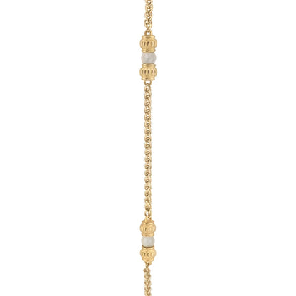 Collar de 62.5cm, con piedras de 6mm, con coronas y cadena de torzal dorada - Joyería y bisutería fina