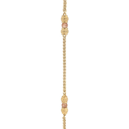 Collar de 62.5cm, con piedras de 6mm, con coronas y cadena de torzal dorada - Joyería y bisutería fina