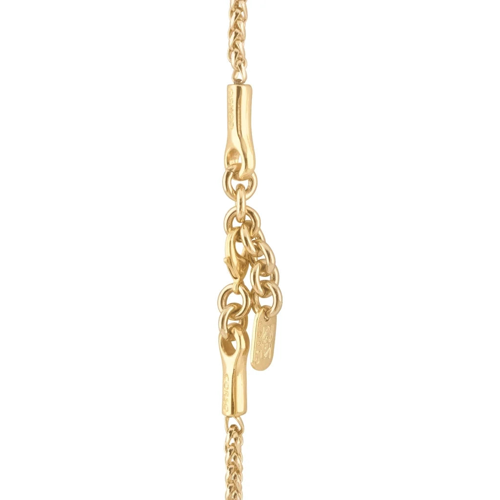 Collar de 54cm, con piedras de 4mm, cadena torzal, arroces y donas en baño de oro 22K - Joyería y bisutería fina