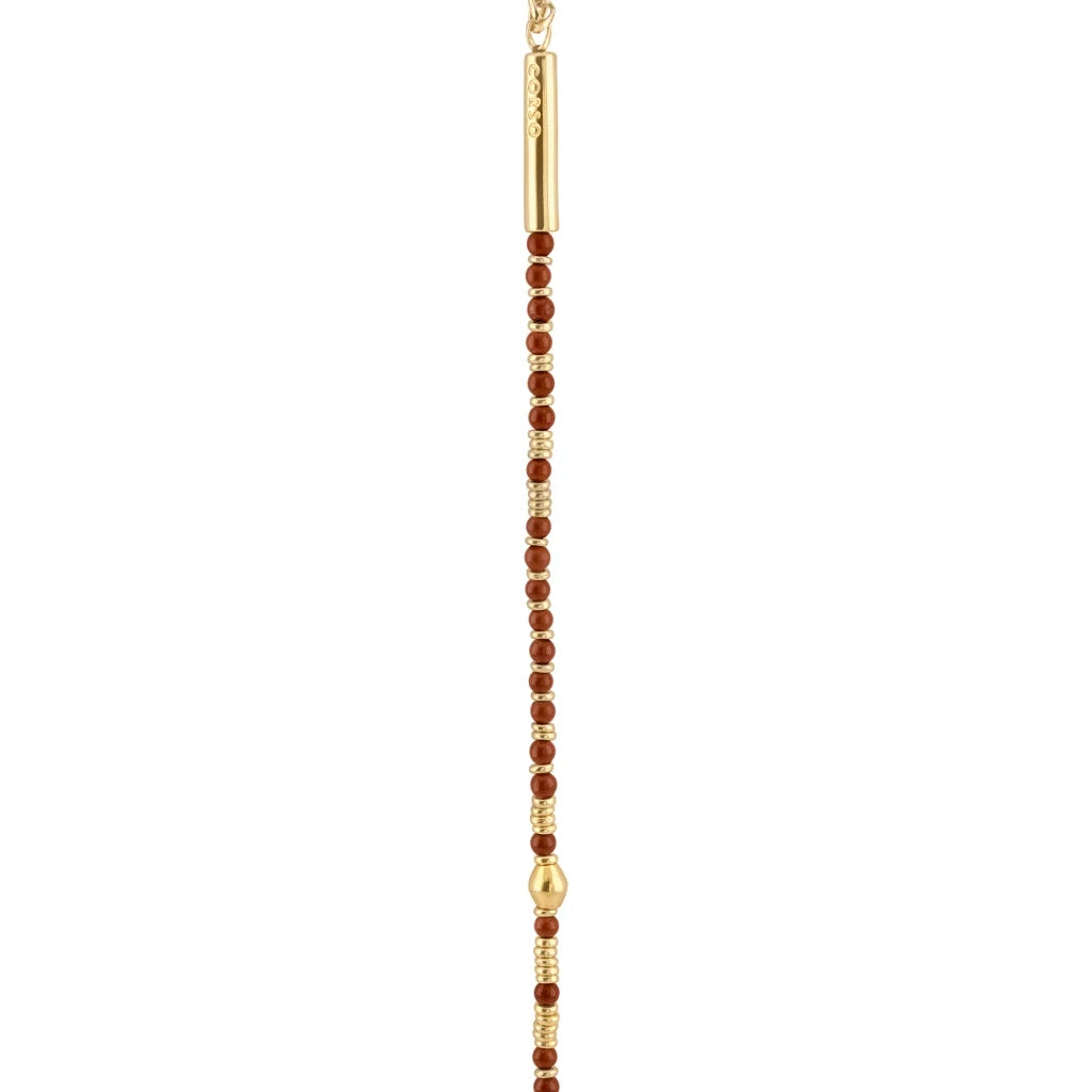 Collar de 54cm, con piedras de 4mm, cadena torzal, arroces y donas en baño de oro 22K - Joyería y bisutería fina