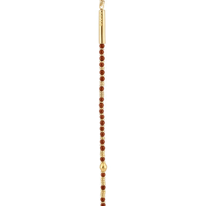 Collar de 54cm, con piedras de 4mm, cadena torzal, arroces y donas en baño de oro 22K - Joyería y bisutería fina