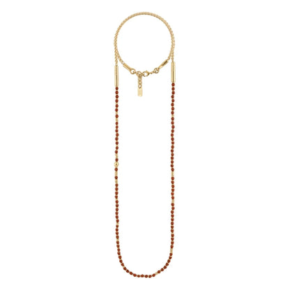Collar de 54cm, con piedras de 4mm, cadena torzal, arroces y donas en baño de oro 22K - Joyería y bisutería fina