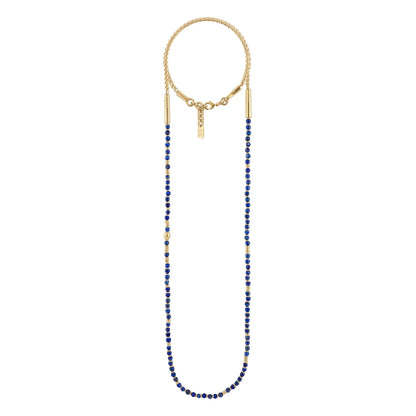 Collar de 54cm, con piedras de 4mm, cadena torzal, arroces y donas en baño de oro 22K - Joyería y bisutería fina