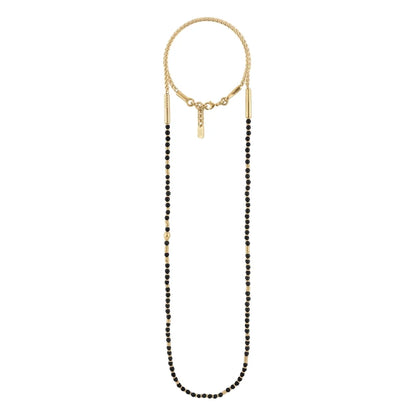 Collar de 54cm, con piedras de 4mm, cadena torzal, arroces y donas en baño de oro 22K - Joyería y bisutería fina
