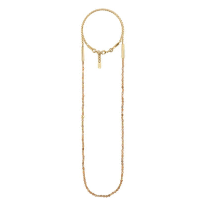 Collar de 54cm, con piedras de 4mm, cadena torzal, arroces y donas en baño de oro 22K - Joyería y bisutería fina