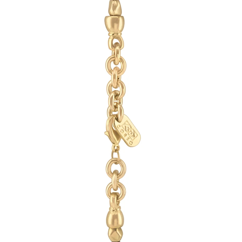 Collar de 52cm, con cuarzos, piedra natural, cuentas facetadas y dije en baño de oro 22K - Joyería y bisutería fina