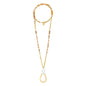 Collar de 52cm, con cuarzos, piedra natural, cuentas facetadas y dije en baño de oro 22K - Joyería y bisutería fina