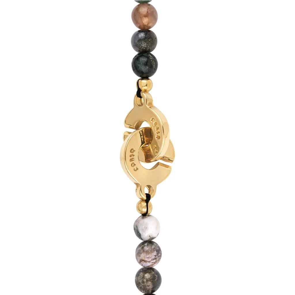 Collar de 26cm con dije con flor de Corso, hojuelas y broche en baño de oro 22K - Joyería y bisutería fina