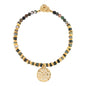 Collar de 26cm con dije con flor de Corso, hojuelas y broche en baño de oro 22K - Joyería y bisutería fina