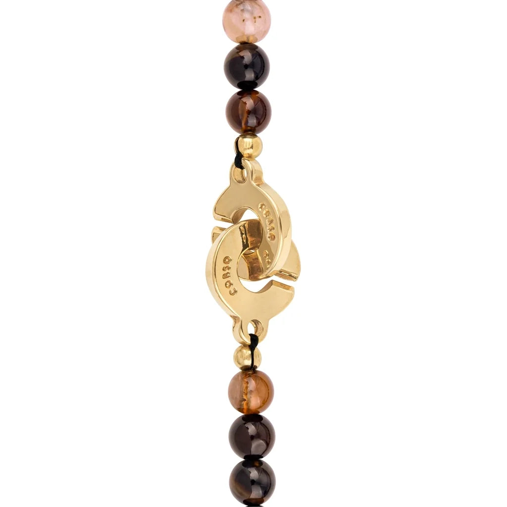 Collar de 26cm con dije con flor de Corso, hojuelas y broche en baño de oro 22K - Joyería y bisutería fina