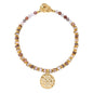 Collar de 26cm con dije con flor de Corso, hojuelas y broche en baño de oro 22K - Joyería y bisutería fina