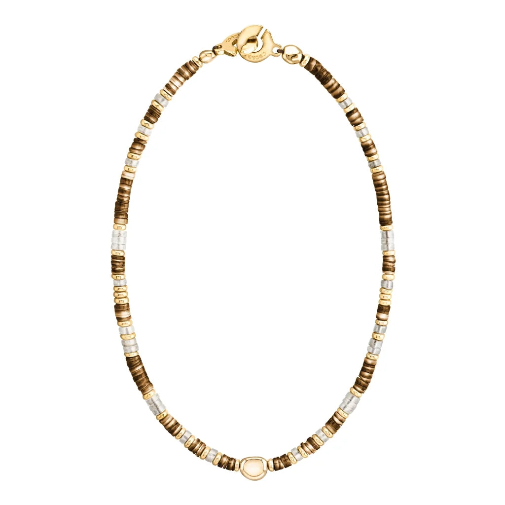 Gargantilla en baño de Oro 22K, conchas filipinas heishi - Joyería y bisutería fina